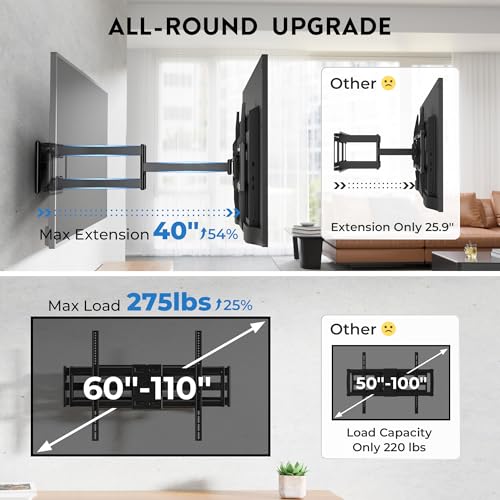 Heavy Duty TV Wall Mount with Extra Long Extendable Arm for 60–110 Inch TVs - size: for 60–110 Inch