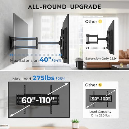 Heavy Duty TV Wall Mount with Extra Long Extendable Arm for 60–110 Inch TVs - size: for 60–110 Inch