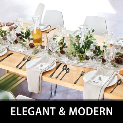 49-Piece Black Silverware Set with Organizer, Food-Grade Stainless Steel Black Flatware for 8, Cutlery Utensil Sets with Steak Knives, Rust-proof, Mirror Polished, Dishwasher Safe, Tree Pattern - style: Tree Pattern