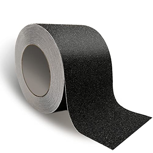 Danlaila Anti Slip Grip Tape Heavy Duty for Stairs 4inch × 60Ft Outdoor/Indoor Waterproof Safety Non Skid Roll for Stair Steps Ramp Traction Tread Staircases Grips Adhesive Non Slip Strips Walk- Black - color: Black