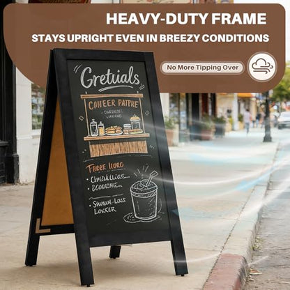 4 THOUGHT Heavy Duty A-Frame Magnetic Chalkboard 40"x20", Black - color: Black - Heavy Duty Series