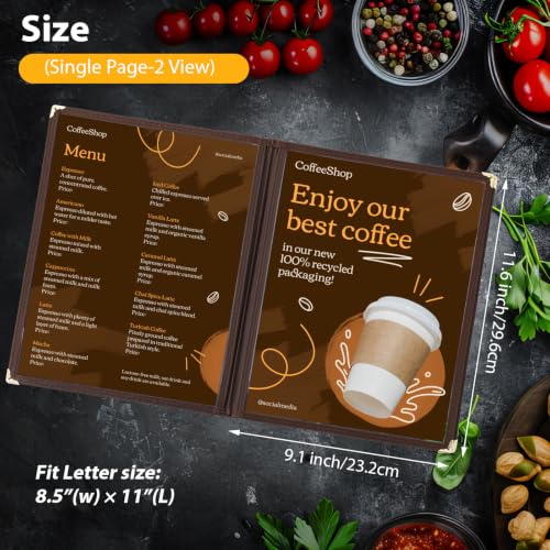 2Pcs 8.5 x 11" Menu Covers, 3 Page Transparent Restaurant Menu Cover - size: 3 Page