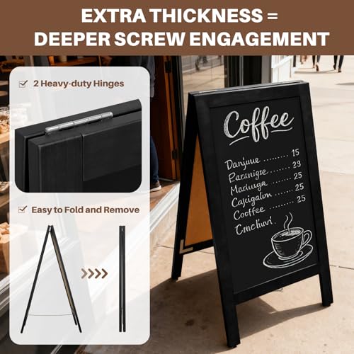 4 THOUGHT Heavy Duty A-Frame Magnetic Chalkboard 40"x20", Black - color: Black - Heavy Duty Series