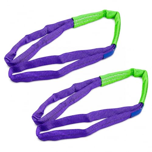 Lift Sling Straps, 1" x 6.5' Heavy Duty Endless Polyester Flat Web Sling, 1 Ton (2204 lbs) Vertical Rated Capacity, Rigging Sling for Crane Hoist, Cargo Lifting, Machinery Moving, 2-Pack - size: 1T-6.56ft(2Pack)