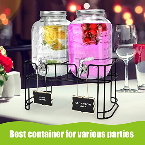 1 Gallon Glass Drink Dispensers For Parties 2PACK.Beverage Dispenser,Glass Drink Dispenser With Stand And Stainless Steel Spigot 100% Leakproof.Lemonade Dispenser With Ice Cylinder.Laundry Detergent - size: 1 Gallon Double With Stand