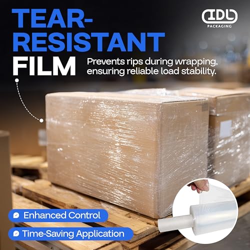 IDL Packaging 20" x 1000' 80G Hand Stretch Wrap Roll w/Handles - USA-Made - size: 20" X 1000' (Extended Cardboard Handle)