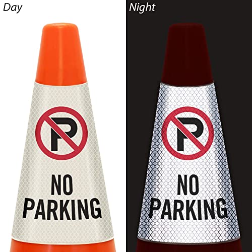 SmartSign 6-Pack "No Parking" Reflective Cone Message Sleeve Collar with Symbol, 360-Degree Visibility, Non-Adhesive Vinyl Signs for Traffic Safety Cones, 3-Side Print [Cone Not Included] - color: No Parking, size: Pack of 6