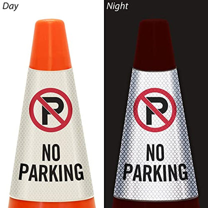 SmartSign 6-Pack "No Parking" Reflective Cone Message Sleeve Collar with Symbol, 360-Degree Visibility, Non-Adhesive Vinyl Signs for Traffic Safety Cones, 3-Side Print [Cone Not Included] - color: No Parking, size: Pack of 6