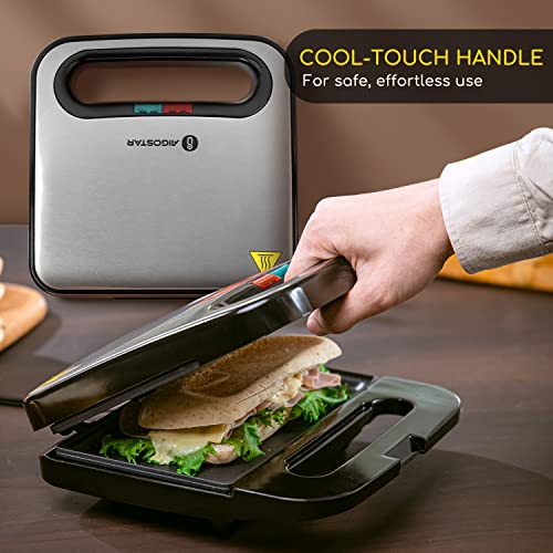 Aigostar Sandwich Maker, Non-Stick Panini Press Sandwich Maker