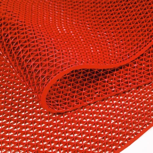 WochiTV Non Slip Drainage Mats PVC Pool Floor Mat 0.23'' Thick Outdoor Indoor Parking Space Mat for Bathroom Garage Basement Backyard Commercial Kitchen 3x3.3Ft Red - color: Red, size: 3 x 3.3 ft