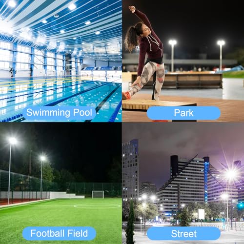 2 Pack 300W LED Flood Light Outdoor, Exterior Flood Lights, Outdoor Flood Lights, Plug in Flood Light, for Yard, Garden, Playground, Lawn, Garages,Basketball Court, Stadium - size: 300W*2