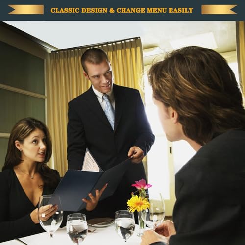Leather Menu Holder Water Proof Dinner Menu Cover Holder for Restaurant,Hotel,Bar,Cocktails Menu Covers (1, 8.5 x 11 inch (4 Views/ 1 Pack)) - size: 8.5 x 11 inch (4 views/ 1 pack)