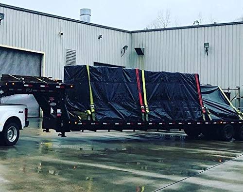 Mytee Products 20' x 20' Black Steel Tarp for Heavy Duty Truck Cargo - 18 Oz Vinly Flatbed Tarps with 6' Drop - Waterproof Tarp for Trailers to Protect Cargo from Wind, Rain, Snow and Sun - size: 20' x 20' (6' Drop)
