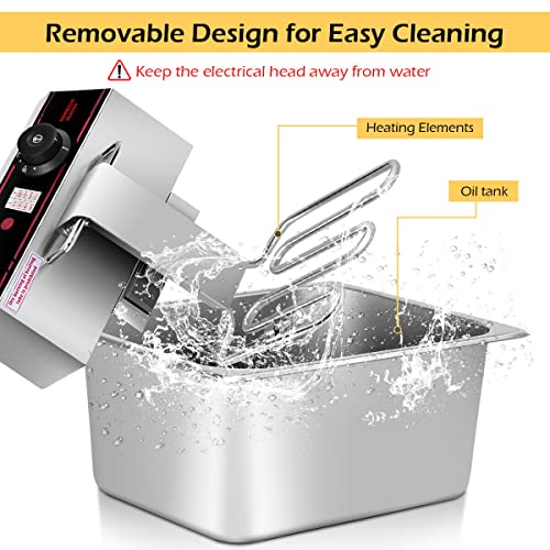 Safstar Professional Electric Deep Fryer, Dual Tank Stainless Steel Chicken Chips Fryer with Basket Scoop for Commercial Restaurant Countertop Family Food Cooking