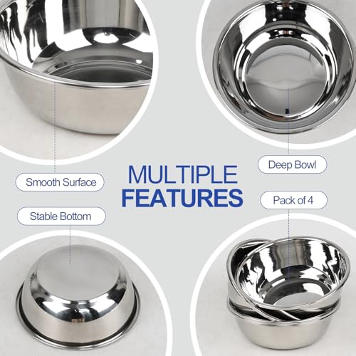 4 Pack Stailess Steel Mixing Bowls, 2 Quart Cooking Food Prep Bowls