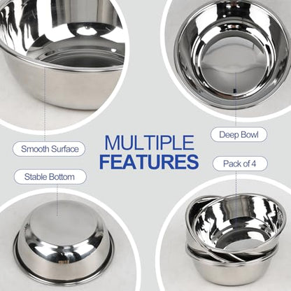 4 Pack Stailess Steel Mixing Bowls, 2 Quart Cooking Food Prep Bowls