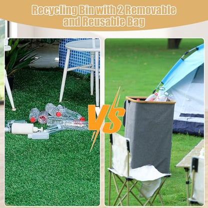 26 Gallon/100L Kitchen Recycling Bin with Lid & 2 Reusable Inner Bags - Ideal for Bottles, Cans, Glass, Plastic Waste (White) - color: White
