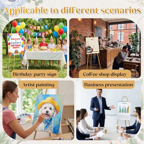 42"-63" Adjustable Gold Easel Stand for Wedding Sign Heavy Duty Metal Easel - color: Gold, size: 42"-63", style: Classic