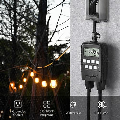 BN-LINK Outdoor 7-Day Programmable Timer Outlet, 2 Outlets, 2 Pack - size: Standard 2 Pack