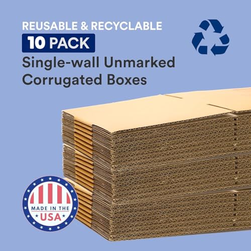 24"L x 24"W x 4"H, Flat Shipping Boxes (10 Pack) | Corrugated Cardboard Single-Wall Medium Kraft Boxes for Moving, Packing and Storage - size: 24x24x4