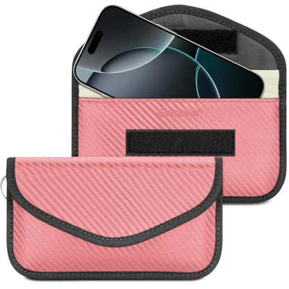 TICONN 2PK Faraday Bag for Car Key Fob, Anti-Theft NFC RFID Blocking Pouch - color: Pink, size: Large
