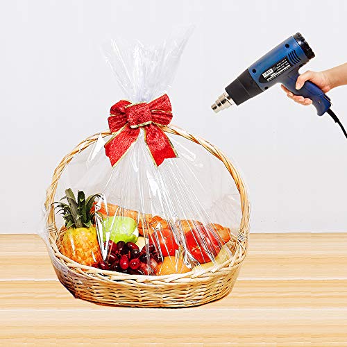 LazyMe Large Shrink Wrap Bags for Gift Baskets, 32x40 Inch, 20 Pcs