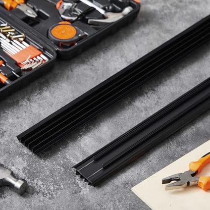 Pushglossy 2 Pcs Kerf Style Door Bottom Seal with Vinyl Fins, Black - color: Black, size: Kerf Style