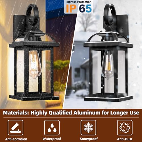 Black Outdoor Lights Wall Mount House Anti-Rust Aluminum - color: Matte Black, size: Without Sensor