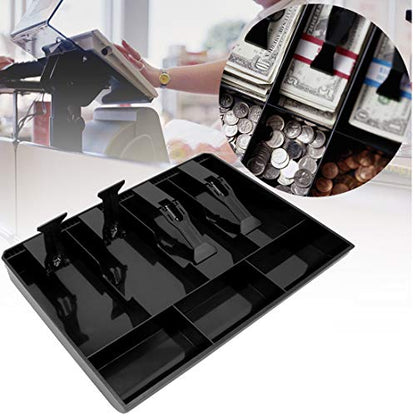 Cash Register Drawer Insert Tray with 4 Bill/3 Coin Compartments for Money Storage, Black - size: 4 Bill/3 Coin