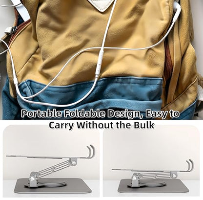 360° Rotatable & Adjustable Metal Tablet Stand for Desk, Foldable & Portable Tablet Holder, Compatible with iPad Pro/Air, iPhone & Switch, Universal Use for Office/Movie/Drawing/Gaming, White - color: Two-Tone Stand - White