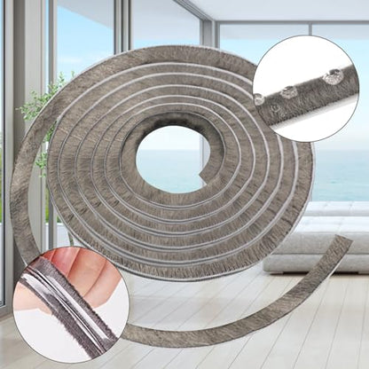 16 Ft (5m) 196 Inch Sliding sash Windows Doors Tape Pile Draught excluder Brush Seal Strip weatherstrip 7mm x 12mm (7/24 1/2 Inch, Gray) - size: 7mm * 12mm