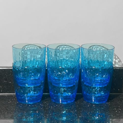 15-Ounce Plastic Tumblers (Set of 6), Reusable Plastic Mugs, BPA-Free Acrylic to Drink Mugs, Shatter Resistant, Textured Interior, Dishwasher Safe (Blue, 15 Ounce) - color: Blue, size: 15 Ounce