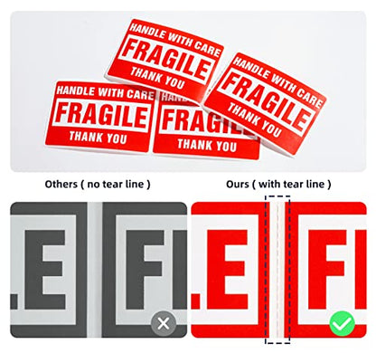 3 x 2 Inch Handle with Care 500 Fragile Stickers for Shipping Moving Glass Permanent Adhesive Commercial Grade Fragile Labels (1 Roll, 500 Labels) - size: 3" x 2", style: 1 Roll - 500 PCS