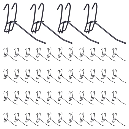 50Pcs 3.9 Inch Gridwall Hooks, Metal Grid Wall Display Hooks for Grid Panels, Black Heavy Duty Grid Wall Accessories for Retail Store, Craft Show, Garage, Storage, Home Organizer