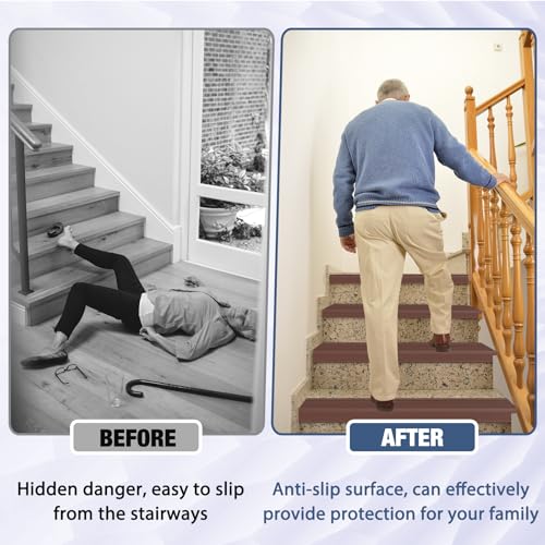 Stair Edge Trim Self Adhesive Rubber Stair Nosing Edge Protector - color: Brown, size: 4 In X 40 Ft