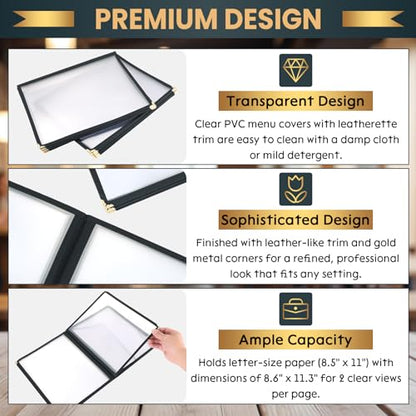 6 Page 12 View Menu Covers 8.5 x 11 Inch, 2 Pack - size: 6 page 12 view