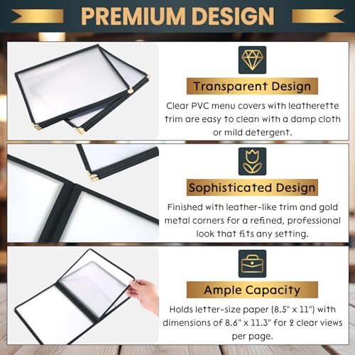 Menu Covers 8.5 x 11 Inch, 6 Page 12 View 4 Pack - size: 6 Page 12 View