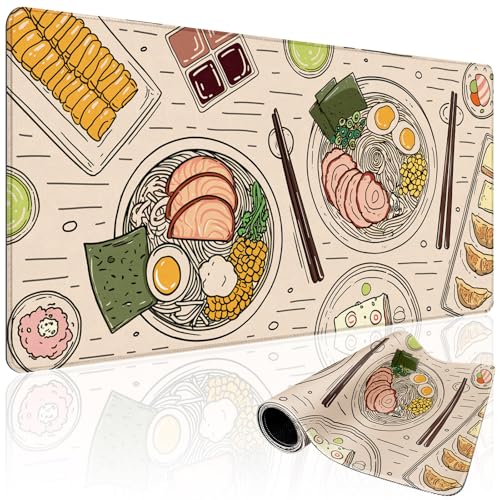 Japanese Ramen Large Mouse Pad Gaming Desk Mat XXL 31.5"x15.7" - color: Illustrated Food Pattern