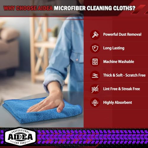 AIDEA Microfiber Cleaning Cloth-200PK, Microfiber Towels for Cars, 12×12" - color: Yellow Blue Green, size: 200PK