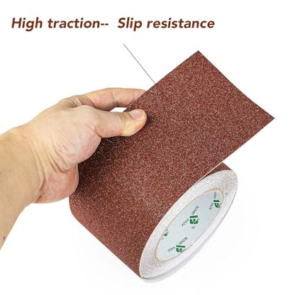 BOMEI PACK Anti Slip Traction Tape, 4 Inch x 16 Foot - Best Grip, Friction, Abrasive Adhesive for Stairs, Tread Step, Indoor, Outdoor (4" X 16') (Brown) - color: Brown
