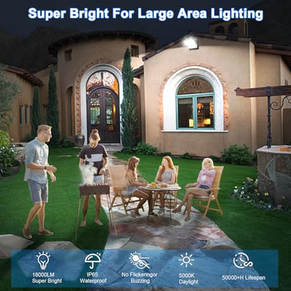 ledmo 150W LED Flood Light Outdoor, 18000LM 5000K Super Bright Dusk to Dawn Photocell LED Wall Pack, 360 ° Adjustable IP65 Commercial Exterior Wall Large Area Lighting Hardwired - size: Large/150-with Photocell