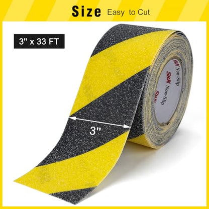 S&X Anti Slip Tape 3in x 33ft Grip Tape for Stairs & Ramps, Black/Yellow - color: Black/Yellow, size: 3" X 33'