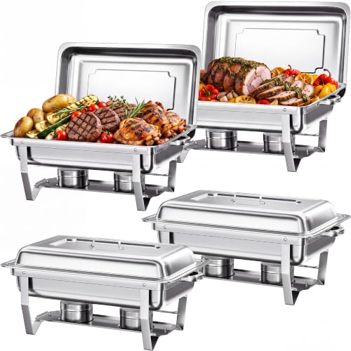 Chafing Dishes for Buffet, 4 Pack 9QT Stainless Steel Chafing Dish Set