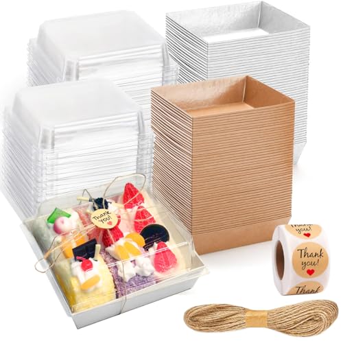 100 Pack Charcuterie Boxes with Clear Lids - Eco-Friendly, Portable, and Leak-Proof Food Containers for Various Delights - 50 Brown & 50 White (Brown&White（Rectangle）)