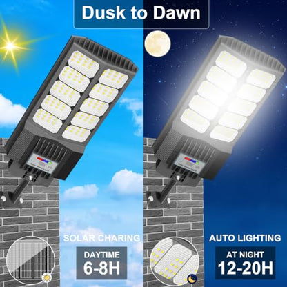 Solar Street Lights Outdoor Waterproof 6500W Solar Flood Lights Dusk to Down with Motion Sensor for Parking Lot, Outdoor Street Light Solar Powered 7000K for Yard Patio and Walkway - size: L-1PC