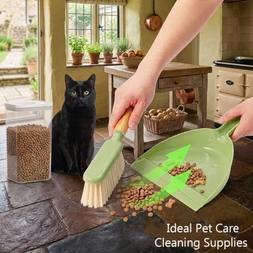 Dust Pan and Brush - Hand Broom Dustpan Set, Broom with Dustpan Como Set, Dustpan and Brush Set for Pet, Car, Dorm, Comping (Green) - color: Green