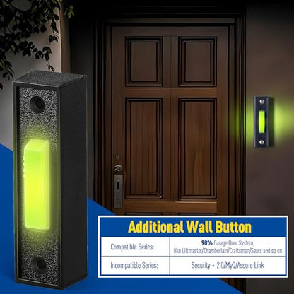 Lighted Doorbell Button, Garage Door Opener Switch with LED Light, 41A4166 Wall Mounted Push to Exit Ringer Button(Black,1 Piece) - color: Black