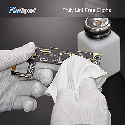 AAwipes Cleanroom Microfiber Wipes 4"x4" Knitted Superfine (400 Counts/Bag, 180gsm, Polyester-Polyamide, #MF18004) High-End Lint Free Cloths for Fiber Optics, Laser Sealed Edge, Class 100 Cloths - size: 4"X4" 400 Wipes