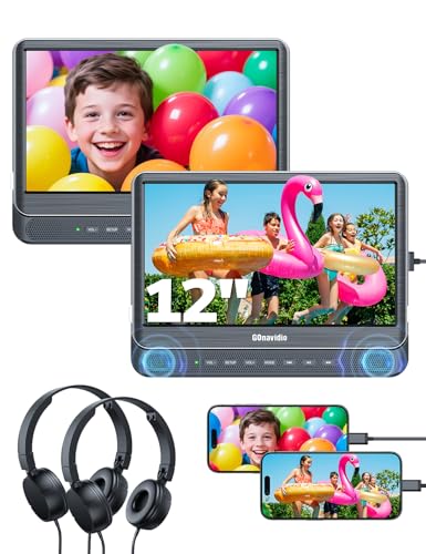 12" Dual car dvd players,HDMI IN, 2 Headphones,Kids Backseat Entertainment