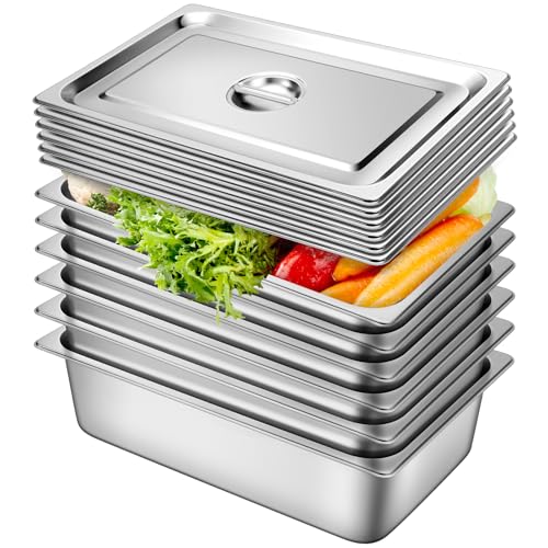Hotel Pans with Lids 1/1 Full Size 6 Inch Stainless Steel Steam Table Pan - color: Full Size, size: 6" Deep